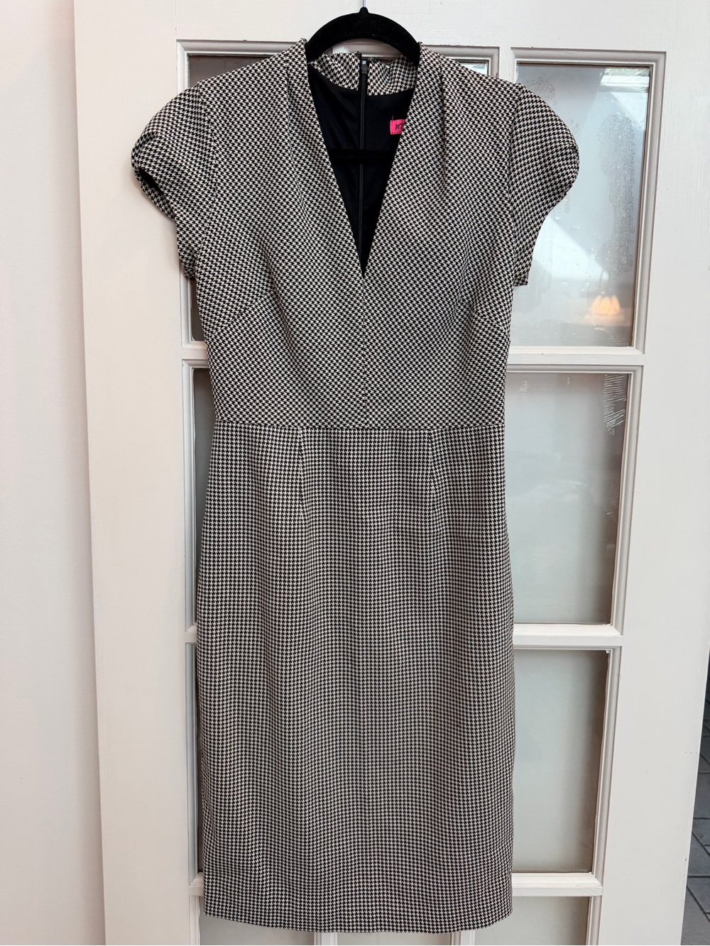 Betsey Johnson Black & White Check Sheath Dress Classic Grunge Punk Size 2 XS